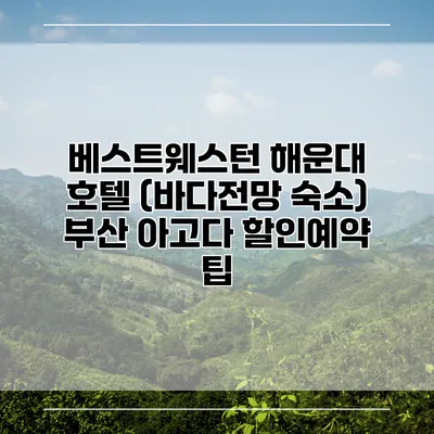 베스트웨스턴 해운대 호텔 (바다전망 숙소) 부산 아고다 할인예약 팁