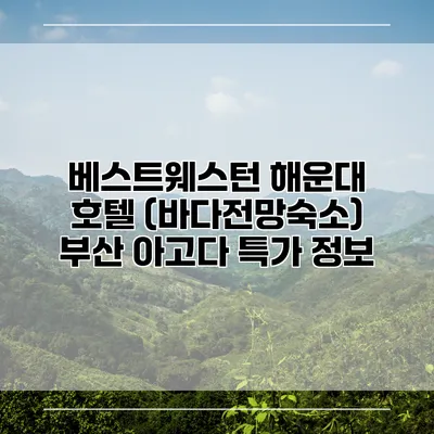 베스트웨스턴 해운대 호텔 (바다전망숙소) 부산 아고다 특가 정보