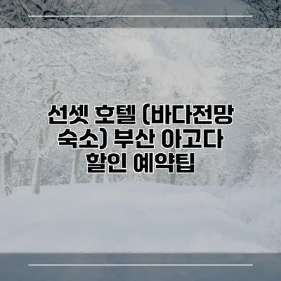 선셋 호텔 (바다전망 숙소) 부산 아고다 할인 예약팁