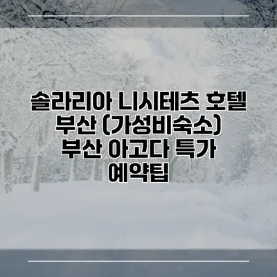 솔라리아 니시테츠 호텔 부산 (가성비숙소) 부산 아고다 특가 예약팁