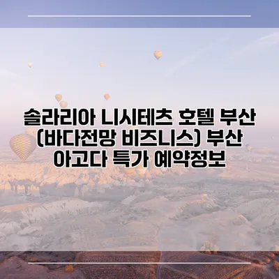 솔라리아 니시테츠 호텔 부산 (바다전망 비즈니스) 부산 아고다 특가 예약정보