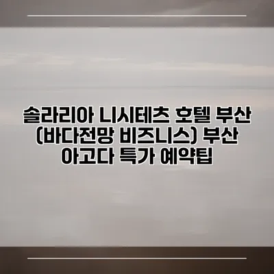솔라리아 니시테츠 호텔 부산 (바다전망 비즈니스) 부산 아고다 특가 예약팁