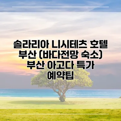 솔라리아 니시테츠 호텔 부산 (바다전망 숙소) 부산 아고다 특가 예약팁