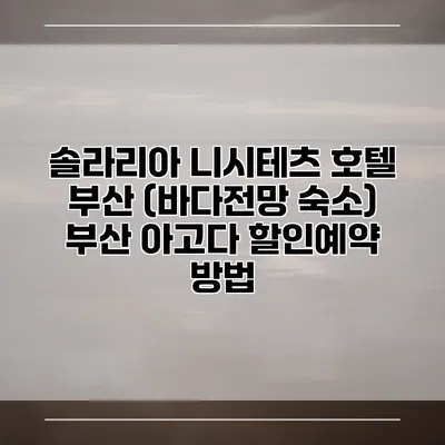 솔라리아 니시테츠 호텔 부산 (바다전망 숙소) 부산 아고다 할인예약 방법