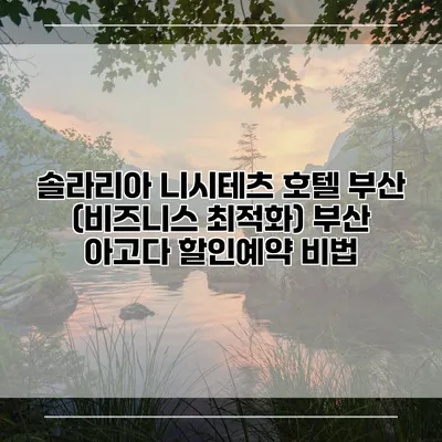 솔라리아 니시테츠 호텔 부산 (비즈니스 최적화) 부산 아고다 할인예약 비법