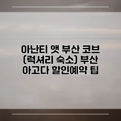 아난티 앳 부산 코브 (럭셔리 숙소) 부산 아고다 할인예약 팁