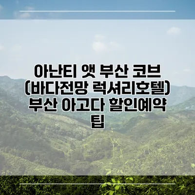 아난티 앳 부산 코브 (바다전망 럭셔리호텔) 부산 아고다 할인예약 팁