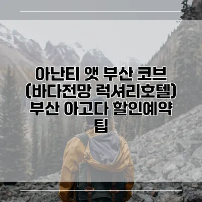 아난티 앳 부산 코브 (바다전망 럭셔리호텔) 부산 아고다 할인예약 팁