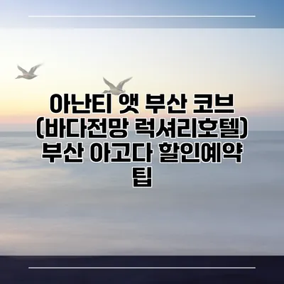 아난티 앳 부산 코브 (바다전망 럭셔리호텔) 부산 아고다 할인예약 팁