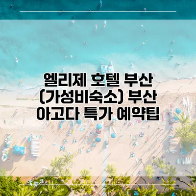 엘리제 호텔 부산 (가성비숙소) 부산 아고다 특가 예약팁