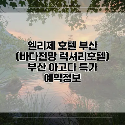 엘리제 호텔 부산 (바다전망 럭셔리호텔) 부산 아고다 특가 예약정보