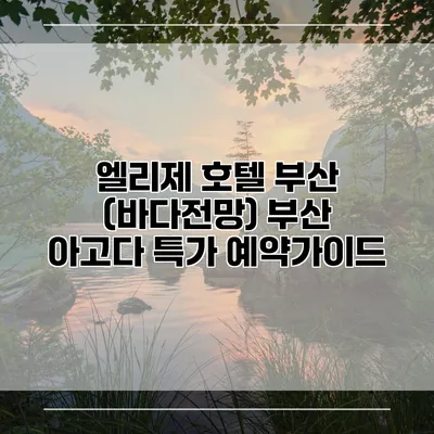 엘리제 호텔 부산 (바다전망) 부산 아고다 특가 예약가이드