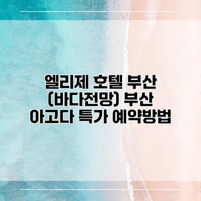 엘리제 호텔 부산 (바다전망) 부산 아고다 특가 예약방법