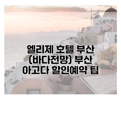 엘리제 호텔 부산 (바다전망) 부산 아고다 할인예약 팁