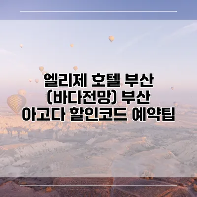 엘리제 호텔 부산 (바다전망) 부산 아고다 할인코드 예약팁