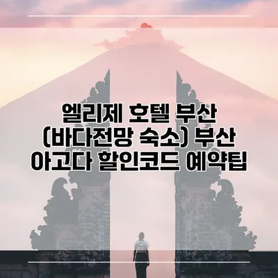 엘리제 호텔 부산 (바다전망 숙소) 부산 아고다 할인코드 예약팁