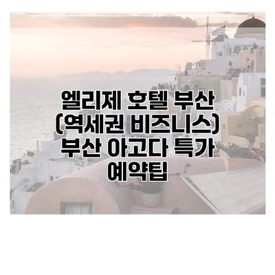 엘리제 호텔 부산 (역세권 비즈니스) 부산 아고다 특가 예약팁