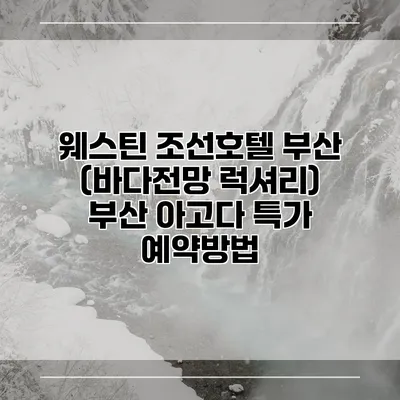 웨스틴 조선호텔 부산 (바다전망 럭셔리) 부산 아고다 특가 예약방법