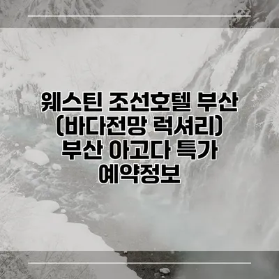 웨스틴 조선호텔 부산 (바다전망 럭셔리) 부산 아고다 특가 예약정보