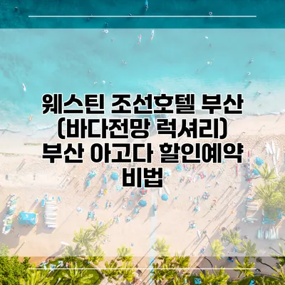 웨스틴 조선호텔 부산 (바다전망 럭셔리) 부산 아고다 할인예약 비법