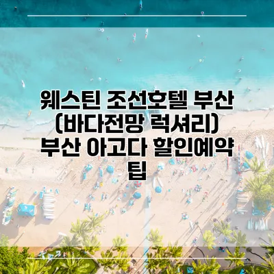 웨스틴 조선호텔 부산 (바다전망 럭셔리) 부산 아고다 할인예약 팁