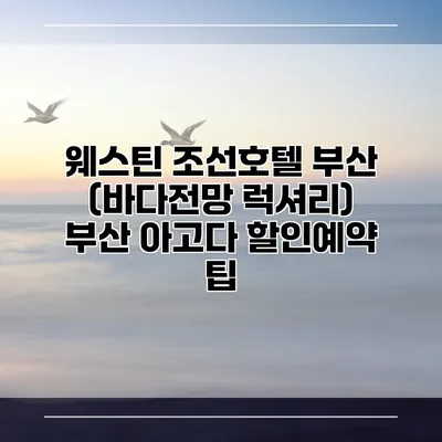 웨스틴 조선호텔 부산 (바다전망 럭셔리) 부산 아고다 할인예약 팁