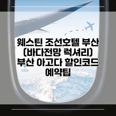 웨스틴 조선호텔 부산 (바다전망 럭셔리) 부산 아고다 할인코드 예약팁