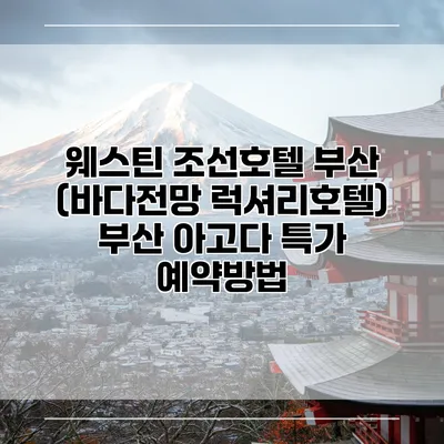 웨스틴 조선호텔 부산 (바다전망 럭셔리호텔) 부산 아고다 특가 예약방법