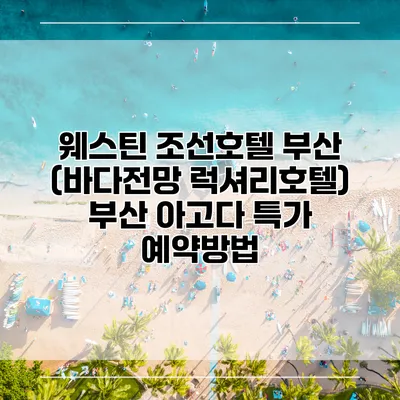 웨스틴 조선호텔 부산 (바다전망 럭셔리호텔) 부산 아고다 특가 예약방법