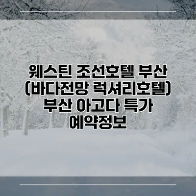 웨스틴 조선호텔 부산 (바다전망 럭셔리호텔) 부산 아고다 특가 예약정보
