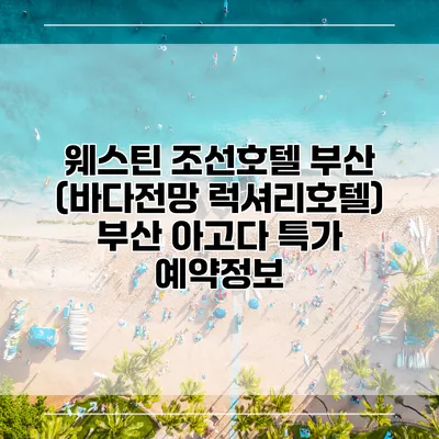 웨스틴 조선호텔 부산 (바다전망 럭셔리호텔) 부산 아고다 특가 예약정보