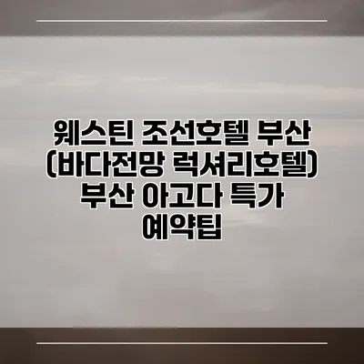 웨스틴 조선호텔 부산 (바다전망 럭셔리호텔) 부산 아고다 특가 예약팁
