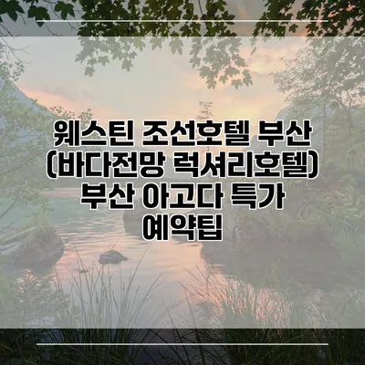 웨스틴 조선호텔 부산 (바다전망 럭셔리호텔) 부산 아고다 특가 예약팁