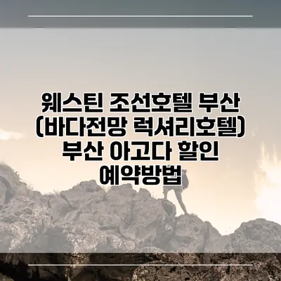 웨스틴 조선호텔 부산 (바다전망 럭셔리호텔) 부산 아고다 할인 예약방법