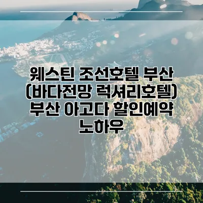 웨스틴 조선호텔 부산 (바다전망 럭셔리호텔) 부산 아고다 할인예약 노하우