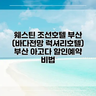 웨스틴 조선호텔 부산 (바다전망 럭셔리호텔) 부산 아고다 할인예약 비법