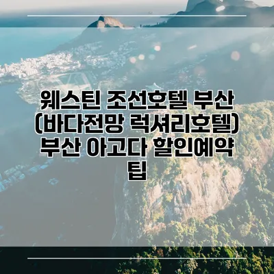 웨스틴 조선호텔 부산 (바다전망 럭셔리호텔) 부산 아고다 할인예약 팁