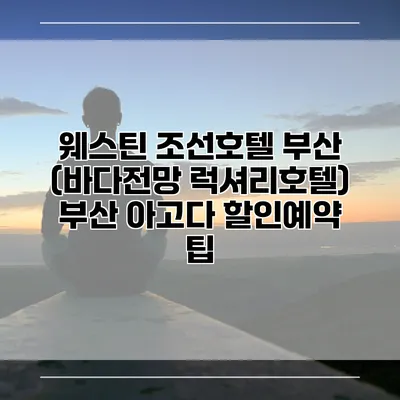 웨스틴 조선호텔 부산 (바다전망 럭셔리호텔) 부산 아고다 할인예약 팁