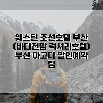 웨스틴 조선호텔 부산 (바다전망 럭셔리호텔) 부산 아고다 할인예약 팁