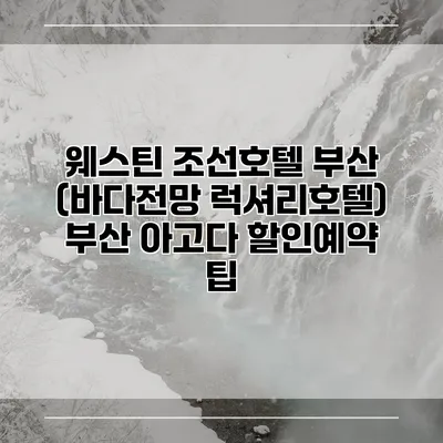 웨스틴 조선호텔 부산 (바다전망 럭셔리호텔) 부산 아고다 할인예약 팁