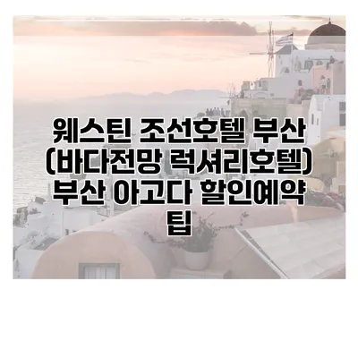 웨스틴 조선호텔 부산 (바다전망 럭셔리호텔) 부산 아고다 할인예약 팁