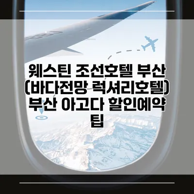 웨스틴 조선호텔 부산 (바다전망 럭셔리호텔) 부산 아고다 할인예약 팁