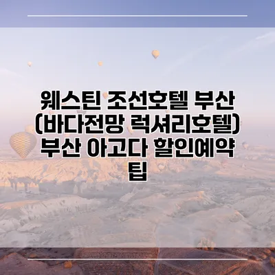 웨스틴 조선호텔 부산 (바다전망 럭셔리호텔) 부산 아고다 할인예약 팁