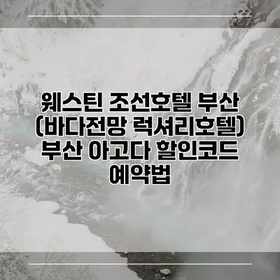 웨스틴 조선호텔 부산 (바다전망 럭셔리호텔) 부산 아고다 할인코드 예약법
