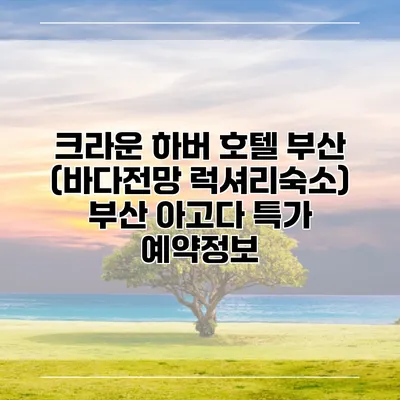 크라운 하버 호텔 부산 (바다전망 럭셔리숙소) 부산 아고다 특가 예약정보