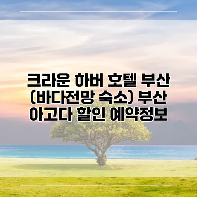 크라운 하버 호텔 부산 (바다전망 숙소) 부산 아고다 할인 예약정보