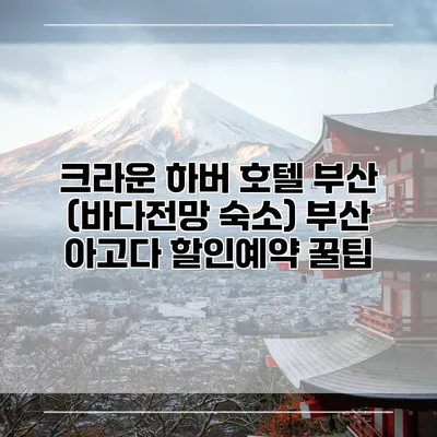 크라운 하버 호텔 부산 (바다전망 숙소) 부산 아고다 할인예약 꿀팁