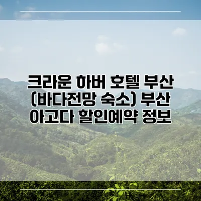 크라운 하버 호텔 부산 (바다전망 숙소) 부산 아고다 할인예약 정보