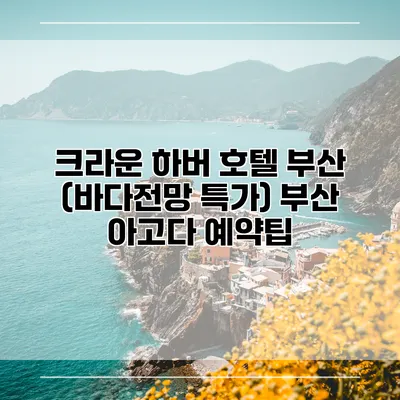 크라운 하버 호텔 부산 (바다전망 특가) 부산 아고다 예약팁