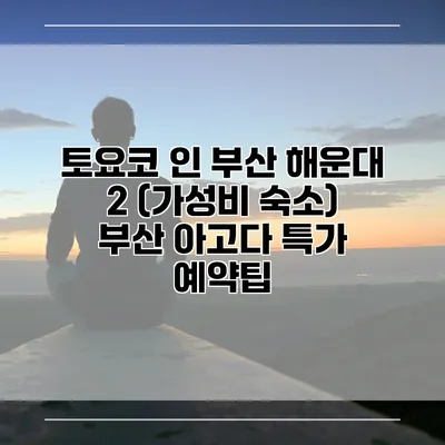 토요코 인 부산 해운대 2 (가성비 숙소) 부산 아고다 특가 예약팁